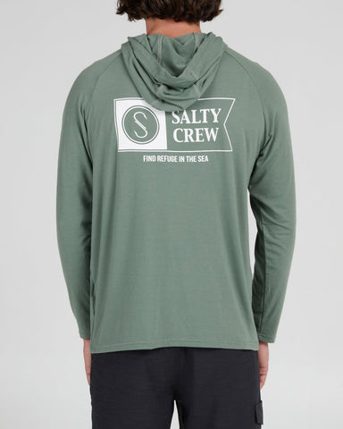 Salty Crew Mariner UV Hooded Shirt - Fatigue Green
