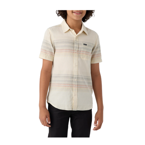 O'Neill Boys Seafaring Stripes Short Sleeve Button Up - Cream