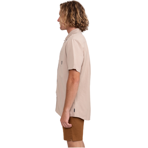 Rusty Overtone Short Sleeve Linen Shirt - Light Khaki
