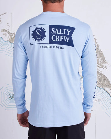 Salty Crew Alpha Premium Long Sleeve Tee - Light Blue