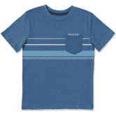 Volcom Boys Horizontal Liners Short Sleeve Pocket Tee - Horizon Blue