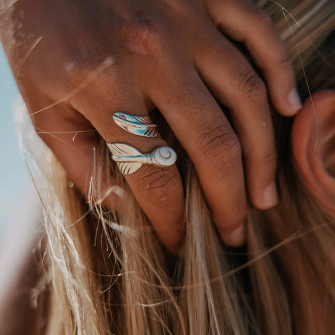 Embella Periwinkle Feather Wrap Ring