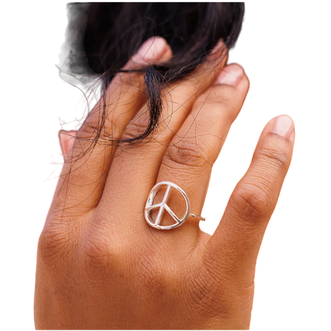 Pura Vida Peace Sign Ring - Silver