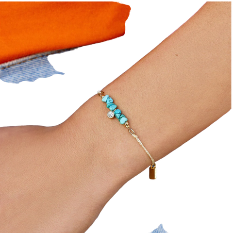 Pura Vida Turquoise Bead Charm Dainty Bracelet