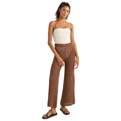 Rhythm Dune Wide Leg Pant - Chocolate