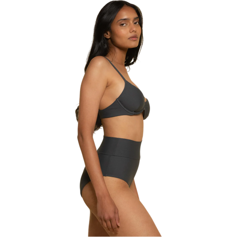 Montce Added Coverage High Rise Bikini Bottom - Charcoal