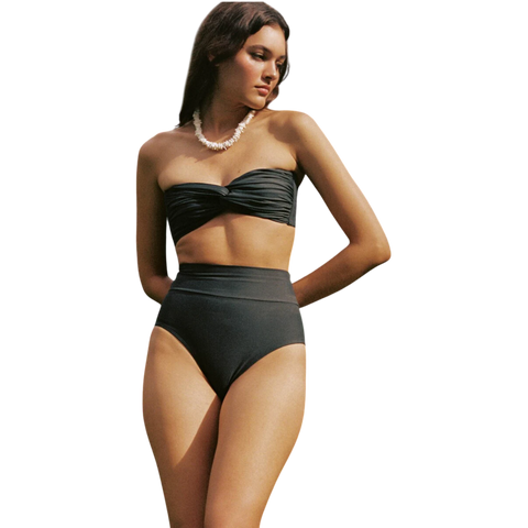 Montce Added Coverage High Rise Bikini Bottom - Charcoal