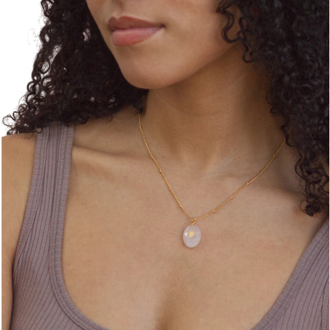 Salty Cali Love Stone Necklace - Rose Quartz