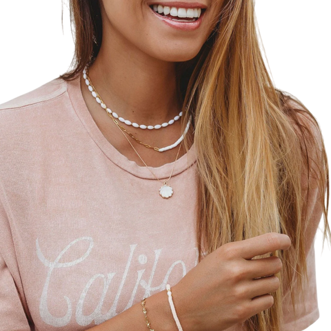 Salty Cali Salty Shells Cockle Mother Pearl Necklace