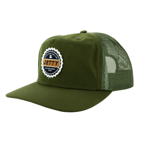 Jetty Bottle Cap Trucker Hat - Military Green