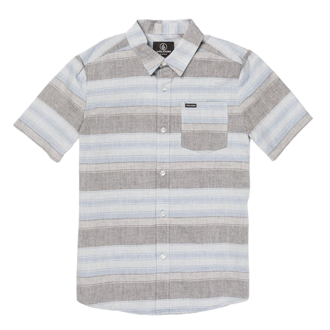 Volcom Boys Planer Short Sleeve Button Down Shirt - Celestial Blue