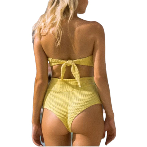 Montce High Rise Bikini Bottom - Yellow Crochet