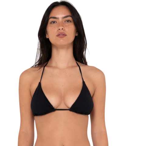 Rusty Sandalwood Triangle Bikini Top - Black