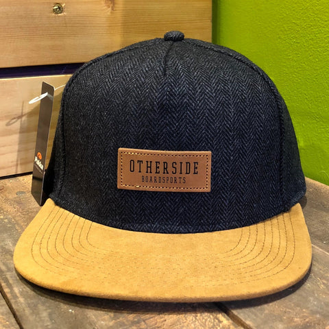 Otherside Flat Brim Hat - Indigo Herringbone