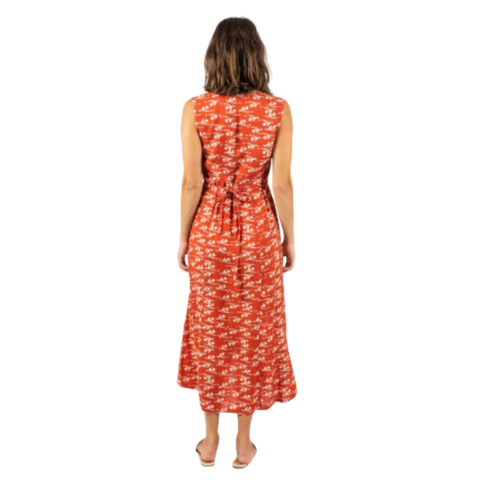 Rusty Wolfpack Pinafore Midi Dress - Hawaii Clay