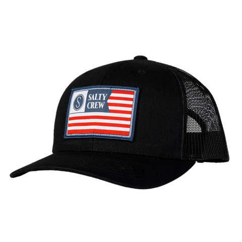 Salty Crew Freedom Flag Retro Trucker Hat - Black